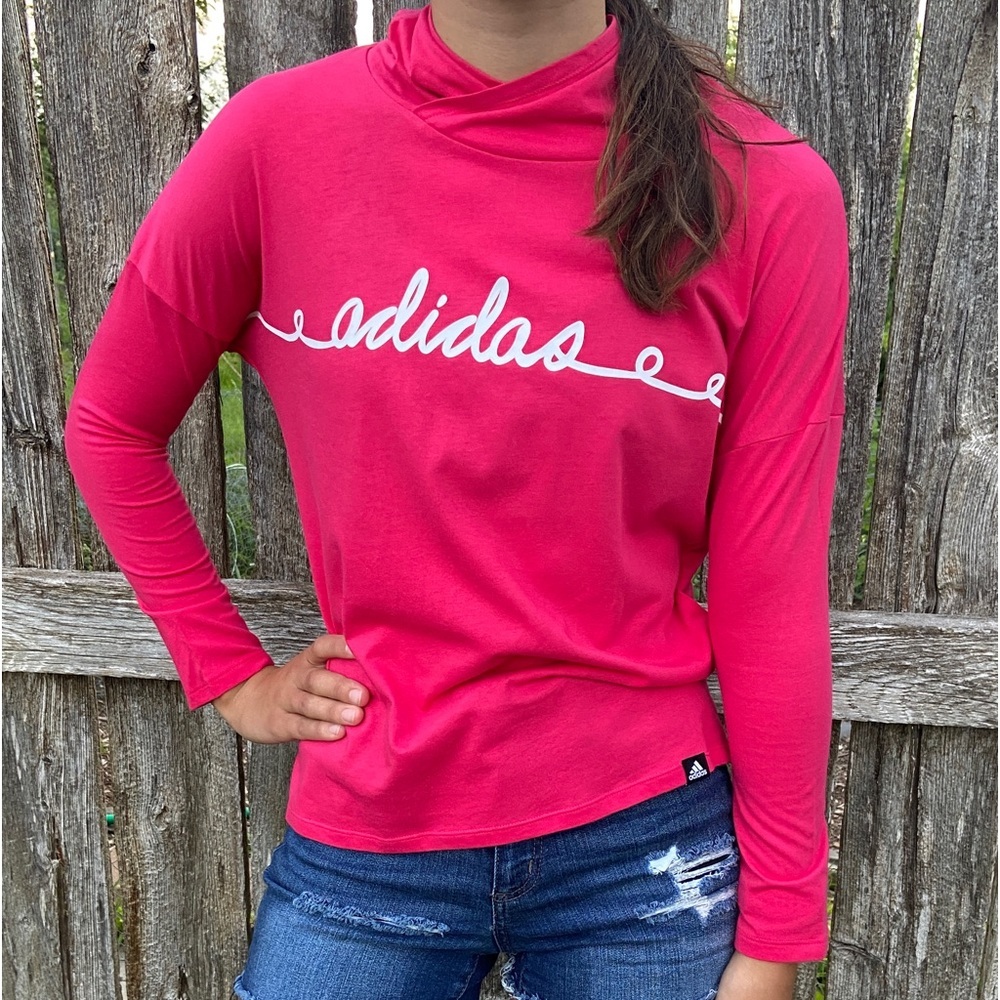 Adidas Girl’s Long Sleeve Hoodie NWT Size 16! Bright Pink, Lightweight N…